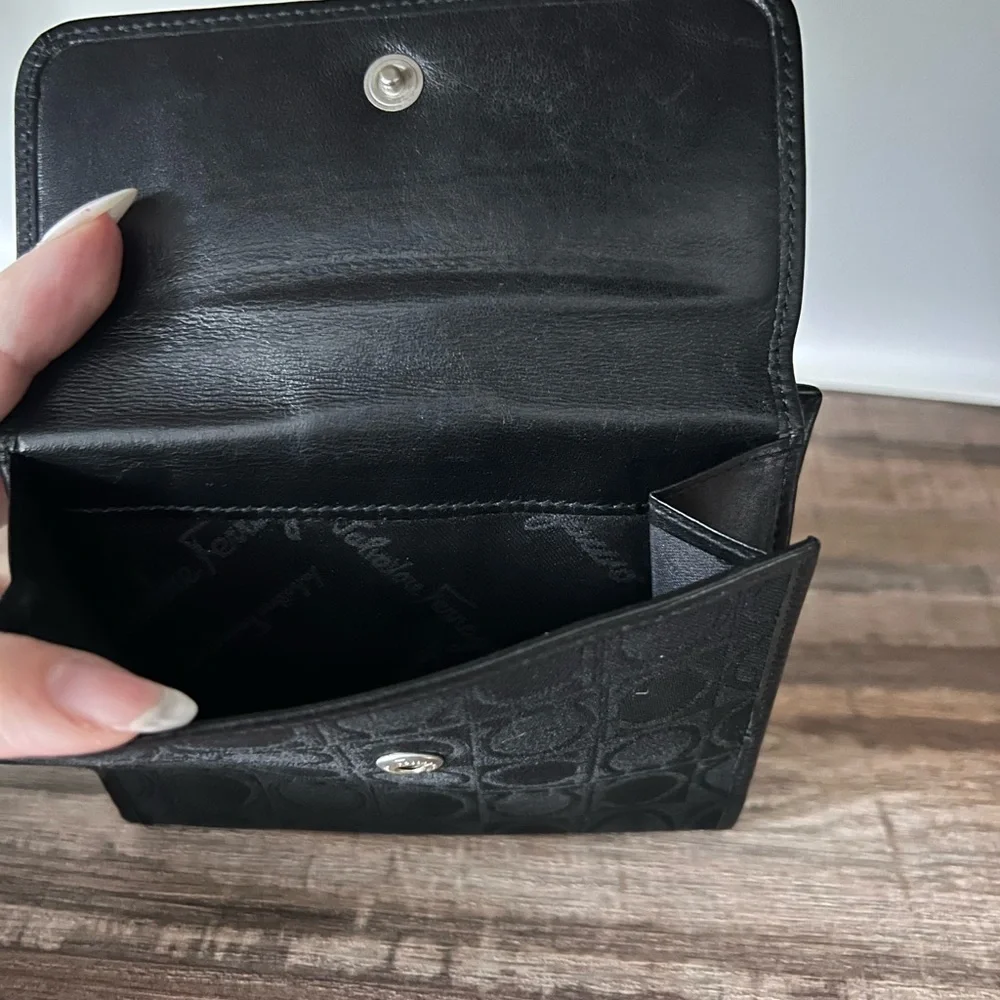 Salvatore Ferragamo Black Textured Wallet